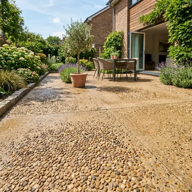 Coloured Exposed Concrete Patio