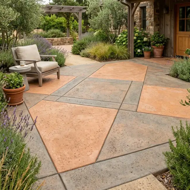Decoratively Cut Coloured Concrete